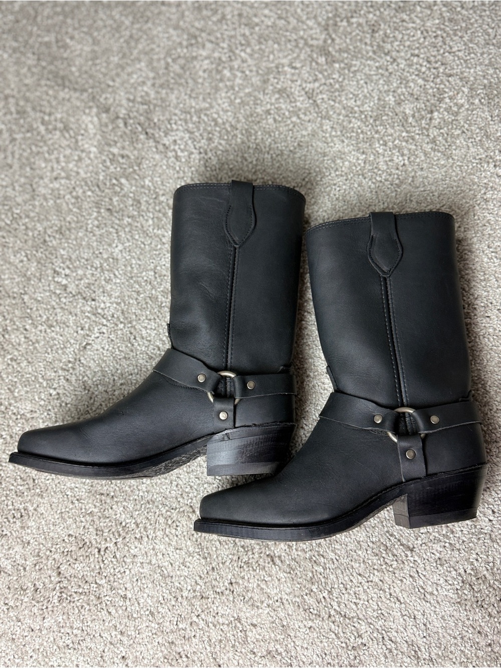 Vintage Dingo Black Leather Harness Boots Made in USA Grunge Boho Women's 8M